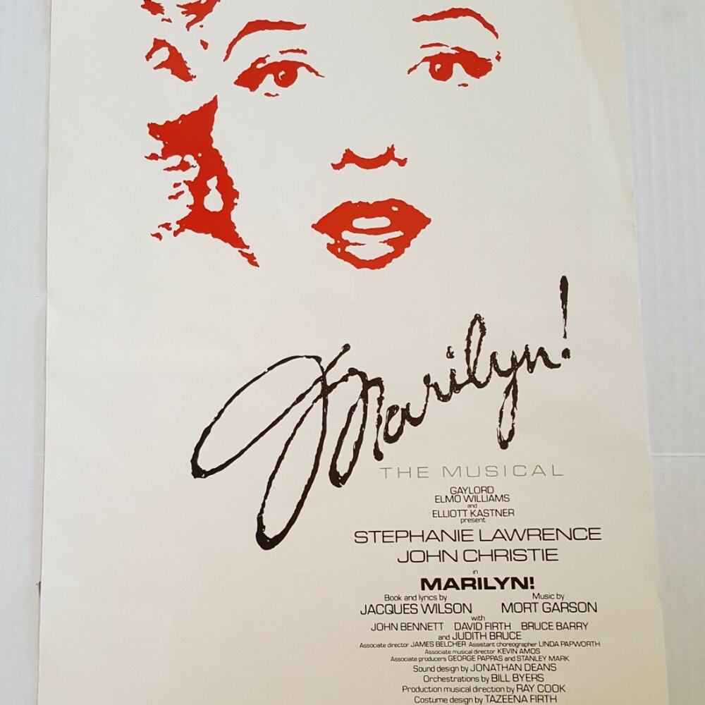 MARILYN THE MUSICAL Poster 20" x 12.5" London Premiere March 1983 MONROE Vintage